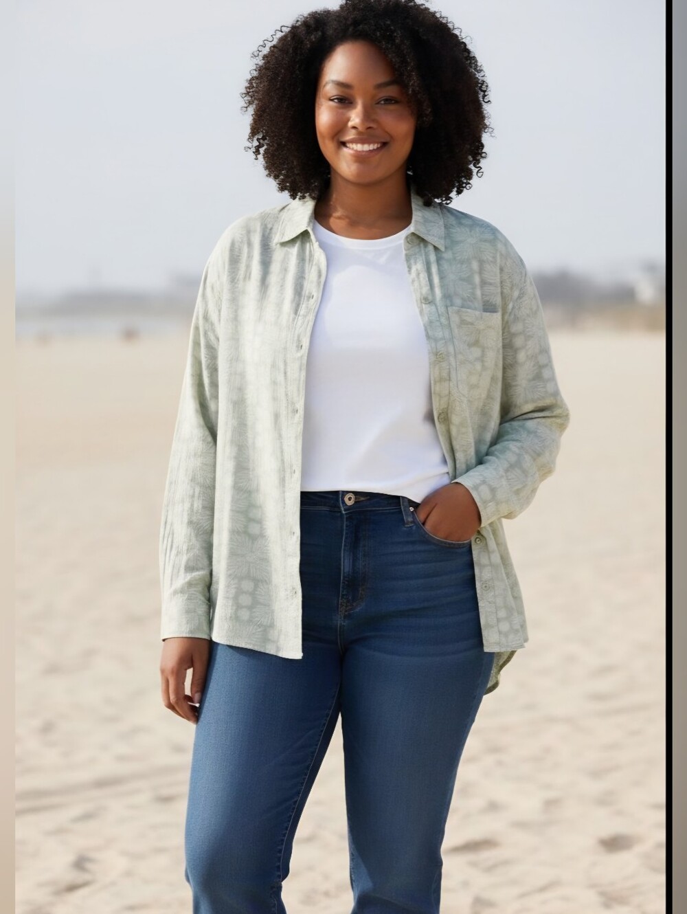 O'Neill Oversized Leni Cotton Crinkle Double Gauze Geo Print Shirt, NWT